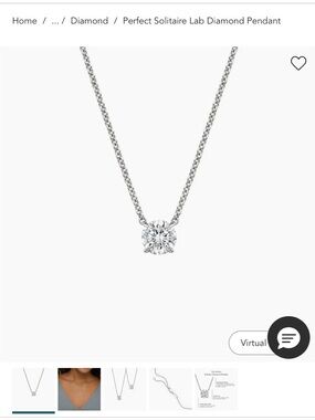 Classic Solitaire Diamond Pendant Necklace - White/Silver